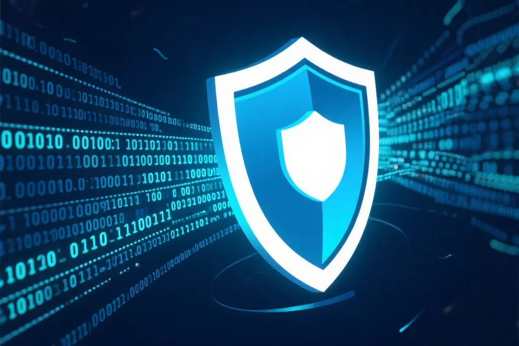 数据安全与技术防护的抽象插画