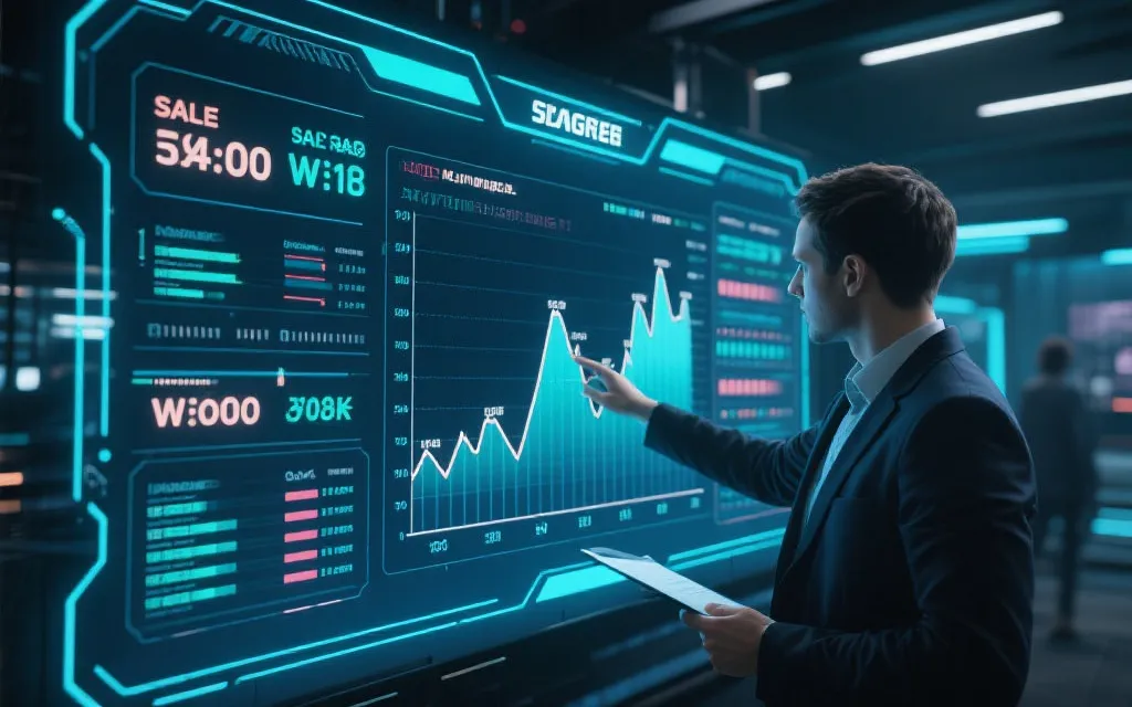 数据分析师展示双色球销售与奖池走势图，科技感十足